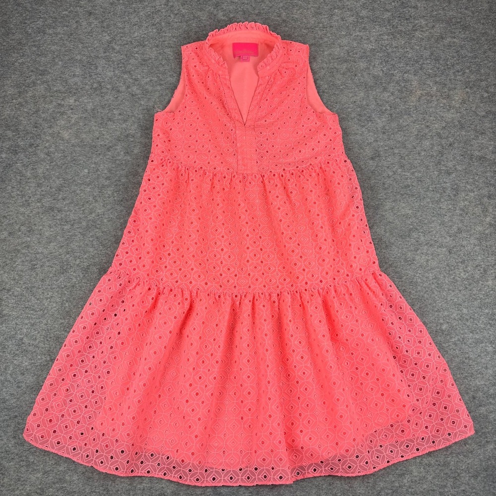 Lilly Pulitzer Novella Dress Lilly's Coral Mini Medallion Chiffon Womens XXS
